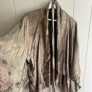 Flower Dyed Silk Charmeuse Kimono